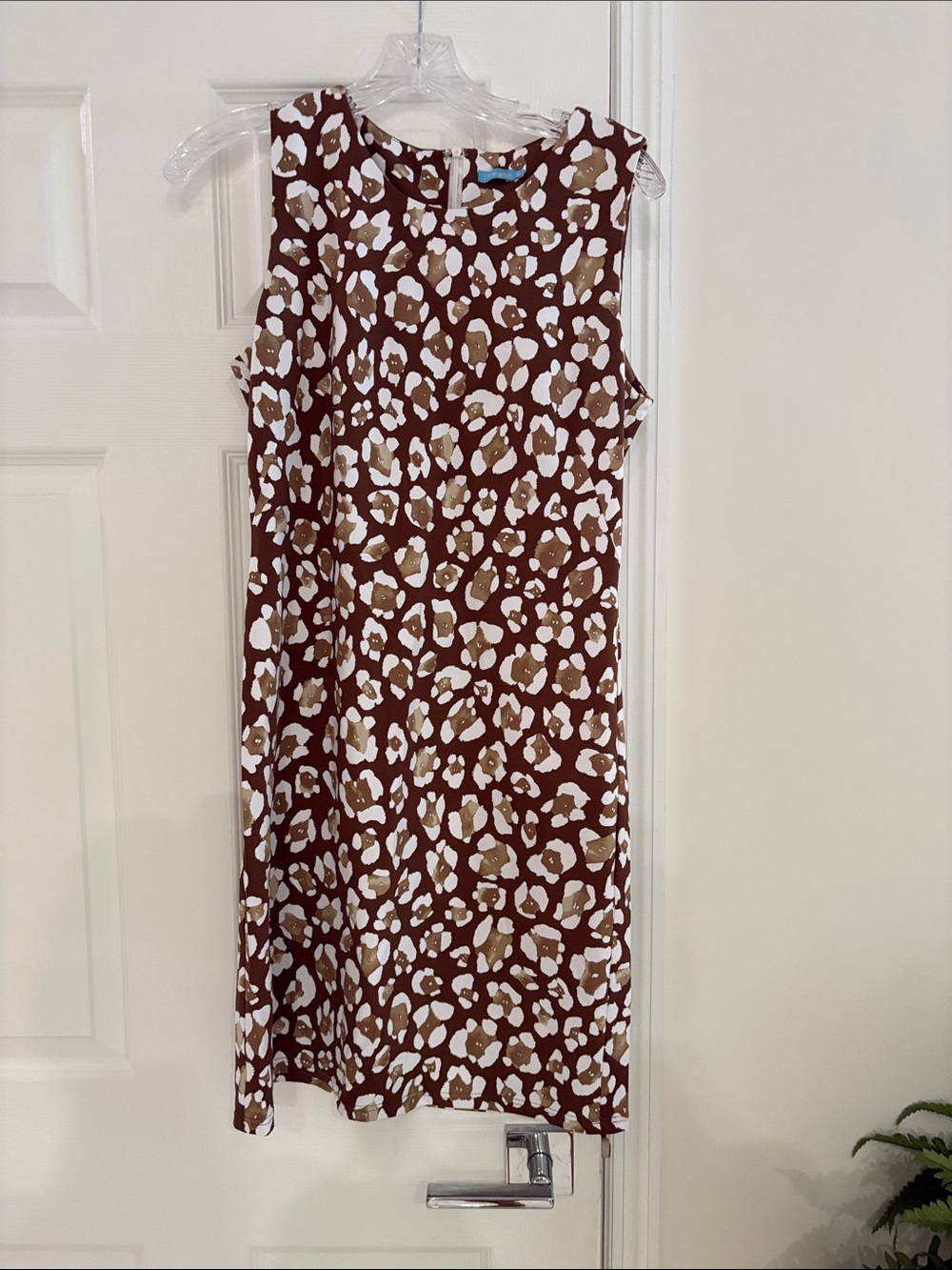 Sleeveless Brown & White Animal Print Shift J McLaughlin Dress